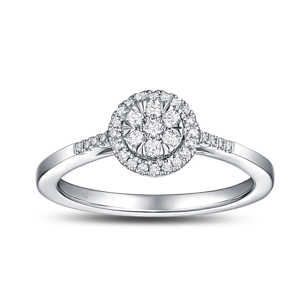 White Gold Diamond Cluster Halo Ring - S2012154