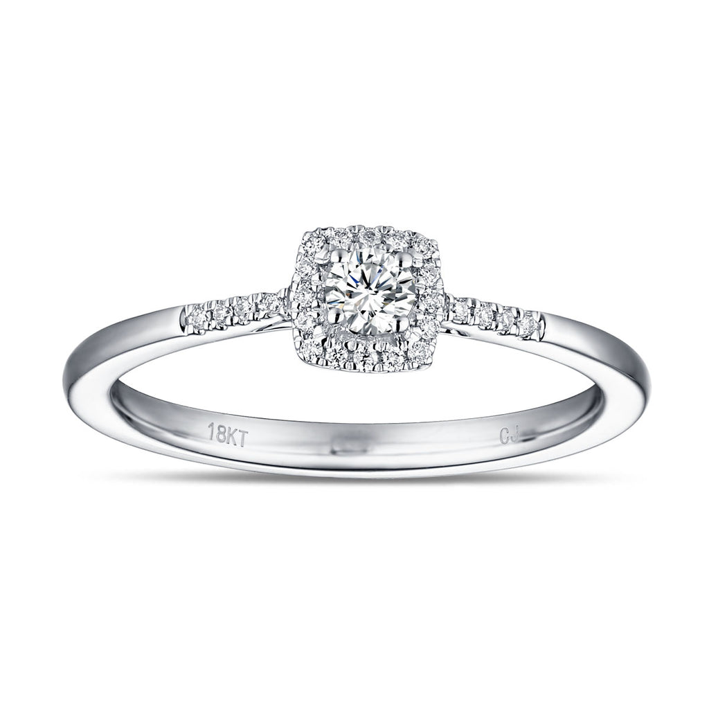 White Gold Diamond Cluster Halo Ring - S2012155