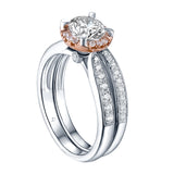 Two-tone Round Diamond Engagement Ring S201619A and Band Set S201619B