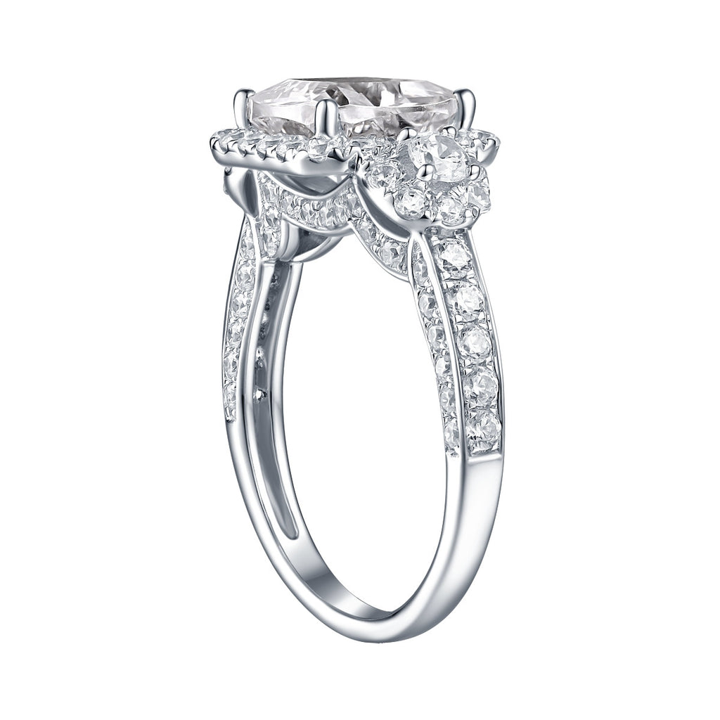 White Gold Cushion Engagement Ring S2016108A and Wedding Ring S2016108B