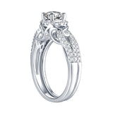 White Gold Round Engagement Ring S201644A and Band S201644B