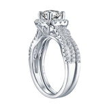 White Gold Round Engagement Ring S201646A and Band S201646B