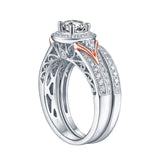 White Gold Round Engagement Ring S201651A and Band S201651B