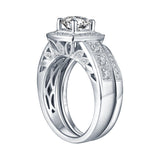 White Gold Round Engagement Ring S201666A and Band S201666B
