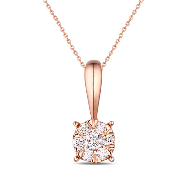 Rose Gold Cluster Diamond Pendant S2012150 and Rose Gold Cluster Ring S2012151 and Rose Gold Cluster Earring S2012152