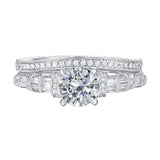 Fancy Cut Round and Taper Diamond Engagement Ring S2012077A and Matching Wedding Ring S2012077B