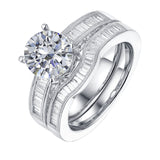 Fancy Cut Round and Taper Diamond Engagement Ring S2012084A and Matching Wedding Ring S2012084B