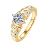 Fancy Cut Round and Taper Diamond Engagement Ring S2012088A