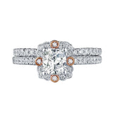 Two Tone Cushion Cut Engagement Ring S201603A and Band Set S201603B