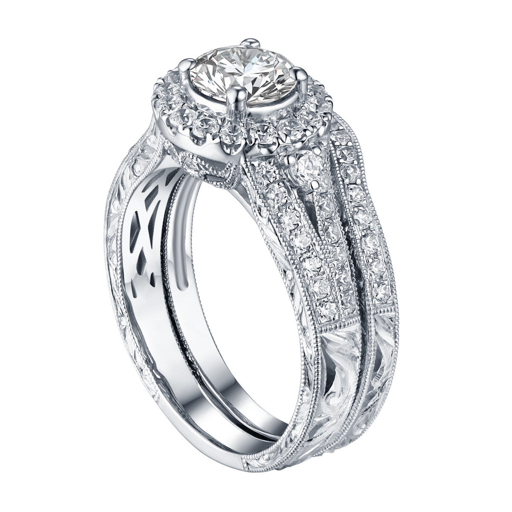 Round  Engagement Ring S201595A and Band Set S201595B