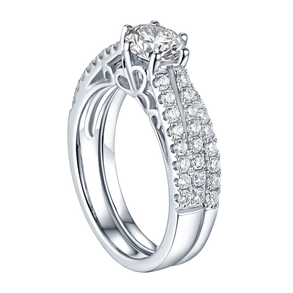 Round Diamond Engagement Ring S201624A and Band S201624B