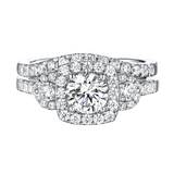 Modern Three Stone Engagement Ring S201543A and Band Set S201543B