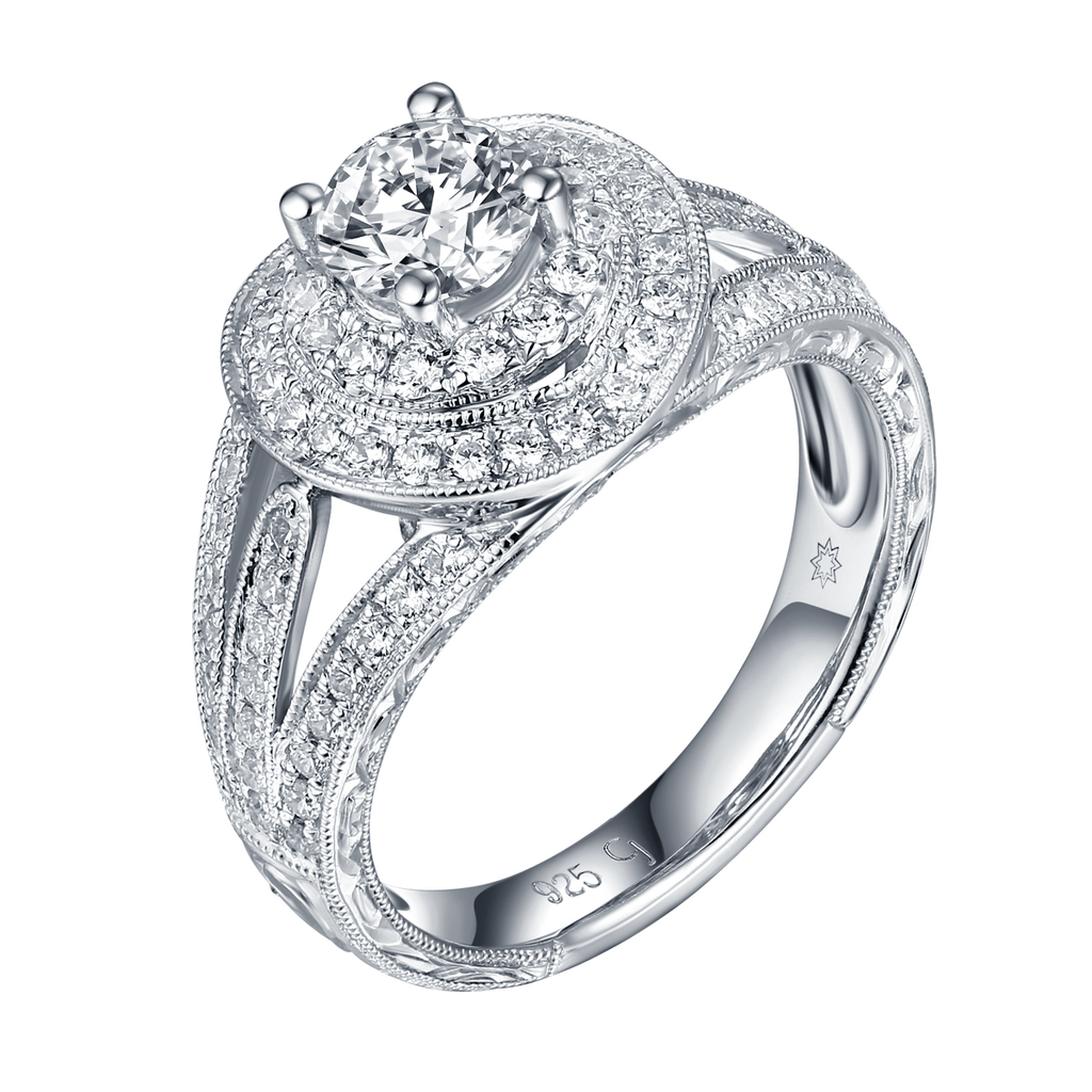 Renaissance Engagement Ring SV0229A and Band SV0229B Set