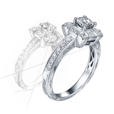 Taj Engagement Ring SV0227A and Wedding Ring SV0227B Set