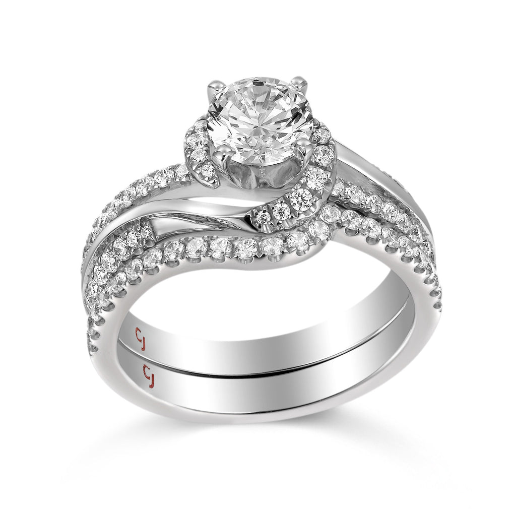 Modern Engagement Ring S201796A and Band Set S201796B