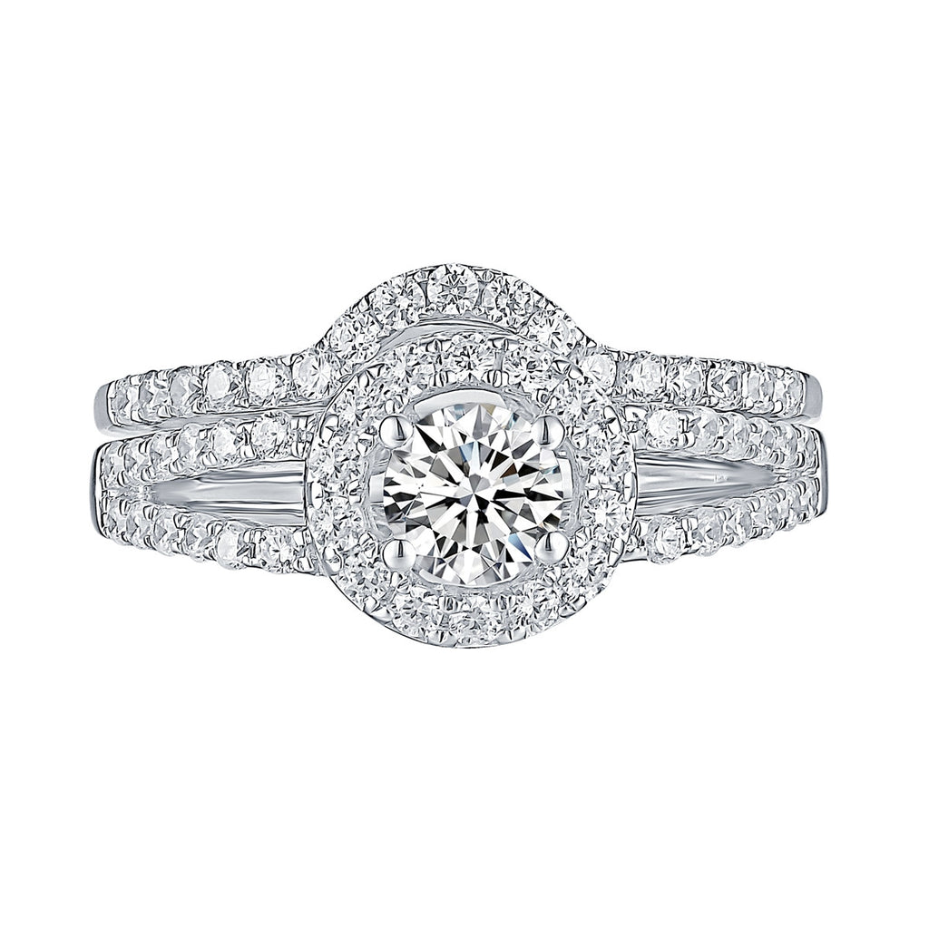 White Gold Round Engagement Ring S2016104A and Band S2016104B