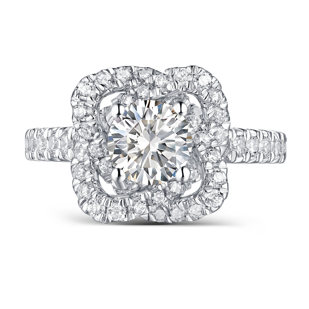 Halos Round Engagement Ring S2012682A and Band Set S2012682B
