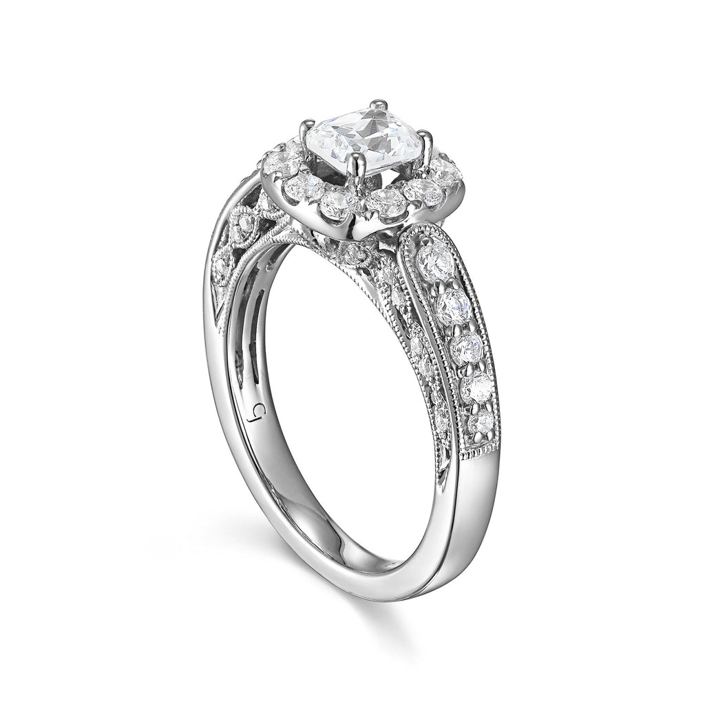 Cushion Cut Diamond Engagement Ring S20152A and Band Set S20152B