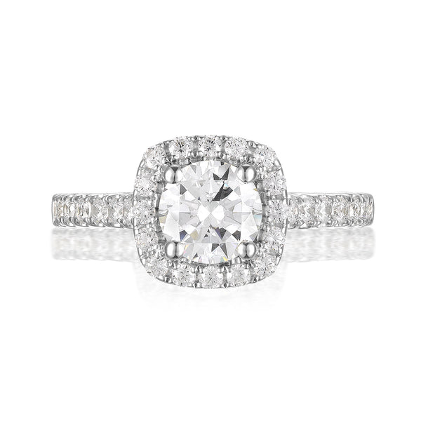 Round Diamond Halo Engagement Ring S201537A and Band Set S201537B