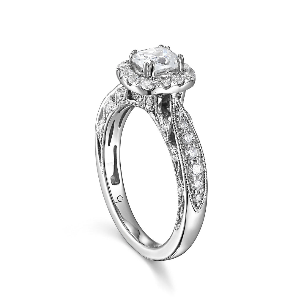 Cushion Cut Diamond Engagement Ring S20155A and Band Set S20155B