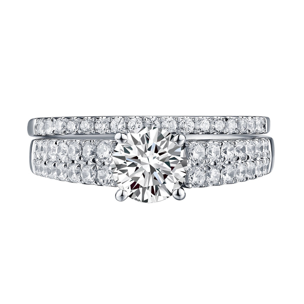 Modern Solitaire Plus Engagement Ring S201581A and Band Set S201581B