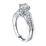 Modern Round Engagement Ring S201582A and Band Set S201582B