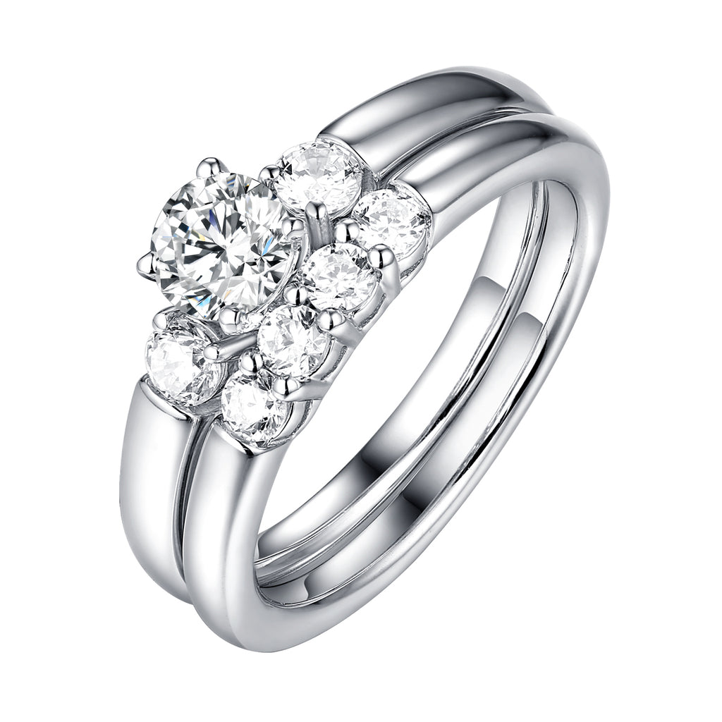 Solitaire Plus Engagement Ring S201998A and Wedding Band Set S201998B